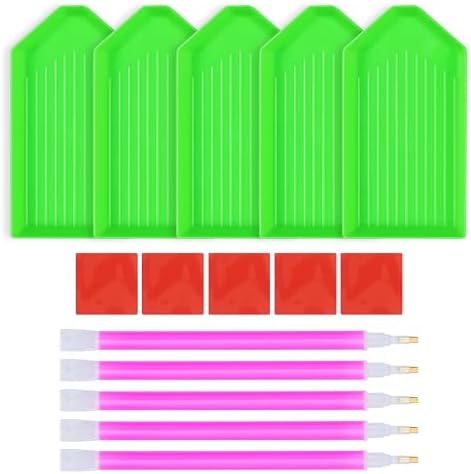 SWATOM 15 PCS Diamond Art Painting Tools 5D Diamonds Art Accessories with Drill Pen & Tray DIY Supplies Kit for Kids Adults (5 Diamond Painting Tool Sets)