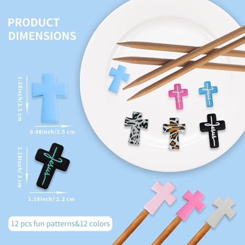 12Pcs Cross Knitting Needle Stoppers Silicone Point Protectors Accessories Fit Size 2.5-13 (3mm-9mm) for All Different Needle Materials