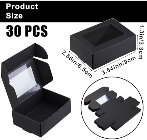 Zonon 30 Pcs Mini Kraft Soap Boxes with Window Homemade,Black