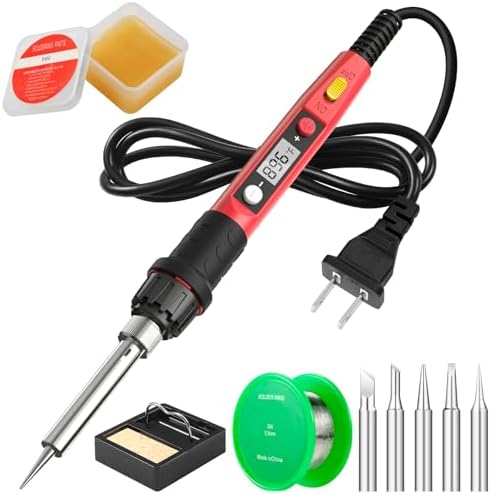 Soldering Iron Kit, 80W 110V LCD Digital Solder Irons, Portable Welding Tools with Ceramic Heater, Accurate 356°F-896°F, for Metal, Jewelry Electrical Repairs, DIY