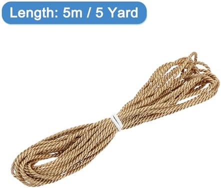 MECCANIXITY Twisted Cord Trim, 5 Yard 1mm 3-Ply Twine Braided Rope Shiny Thread String for Craft Gift Bag Curtain Christmas Decor, Deep Gold - 5m