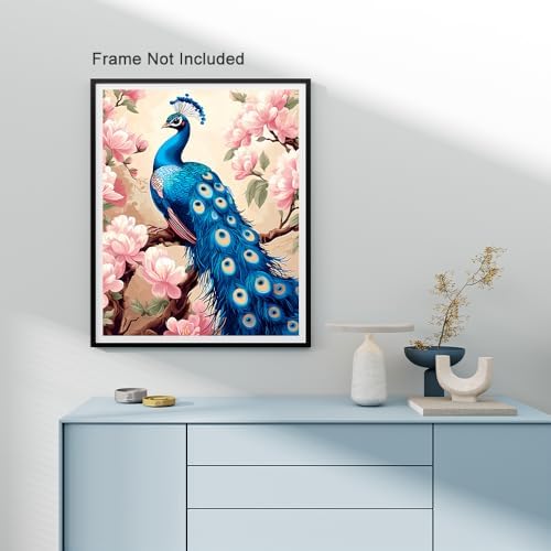 Natuyalo Paint by Number for Adults Beginners, Peacock Paint by Numbers Kits on Canvas, Animals Acrylic Painting Kits Adults' Paint-by-Number Kits for Home Wall Decor 16x20 inch