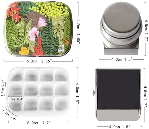 Portable Travel Watercolor Palette, Mini Metal Tin Box,12-Well Empty Tins