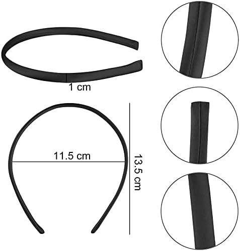 Duufin Black Headbands for Girls Crafts DIY 30 Pcs Plain Satin Headbands