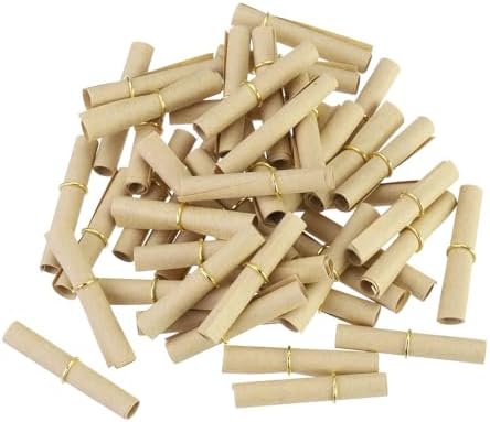 MECCANIXITY 5x5cm Mini Vintage Messages Papers Scrolls, 100Pcs Valentine Message Wish Paper Roll for Party Birthday, Tan