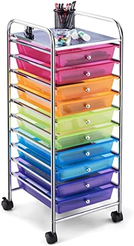 COSTWAY 10-Drawer Rolling Storage Cart, Utility Mobile Trolley