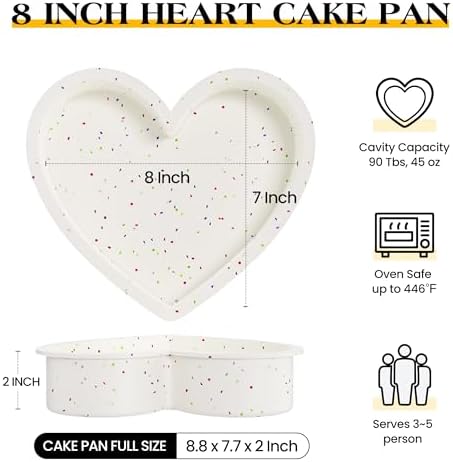 8 Inch Silicone Heart Shaped Cake Pans, Cream, 2 Pcs