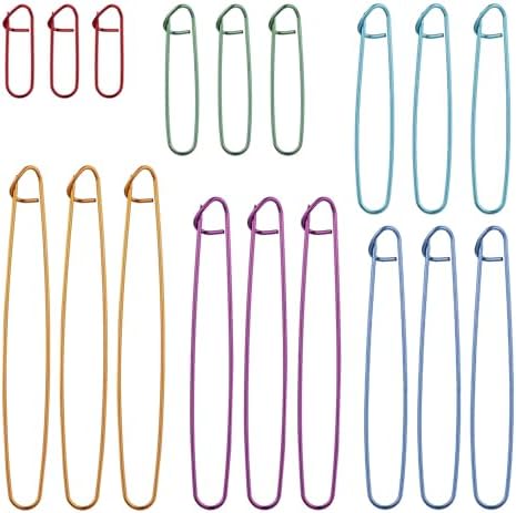 18 Pcs Knitting Stitch Holders, Yarn Stitch Holder Stitch Holders for Knitting Cable Needles Colorful Aluminum Crochet Stitch Holders Markers for Sewing Crocheting Supplies Tools Accessories