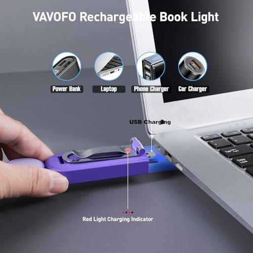 VAVOFO USB Rechargeable Book Light, Bookmark Clip on LED Reading Light