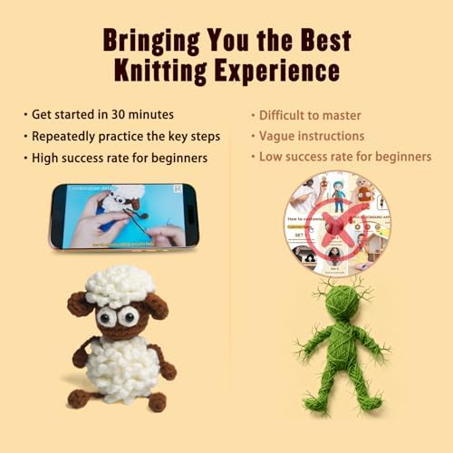 YOKISS 8Pcs Beginner Crochet Starter Kit, Creative Birthday Gifts for Adults & Kids, Popular DIY Patterns, 40% Extra Yarn Crochet Animals Kits with Step-by-Step Video Tutorials