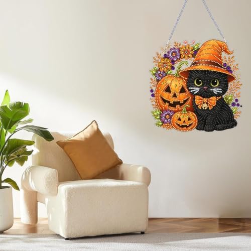 ARPADAMO Black Cat Diamond Art Kits for Adults, Acrylic Hanging Suncatcher