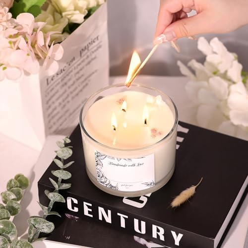6 Pack Glass Candle Jars with Lids (16oz, Clear) - Large Candle Jars for 3 Wick Candles Making - Empty Candle Jars Containers - Candle Making Supplies Accessories include 16Pcs Candle Labels
