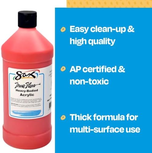 Sax Heavy Body Acrylic Paint for School and Arts and Crafts Use, Fire Red, 1 Quart