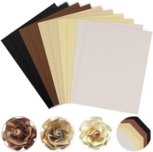 Whaline 50 Sheets 8.5 x 11 Inch Assorted Brown Black Gray Neutral Colored Card Stock Paper 5 Earth Tones Colors Solid Core Scrapbook Paper for Print DIY Arts Crafts Making Supplies, 65Lb
