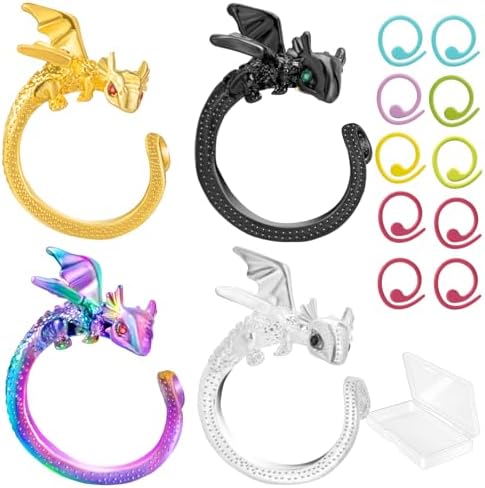 HUISUYTON Dragon Crochet Rings, 4Pcs Crochet Tension Rings