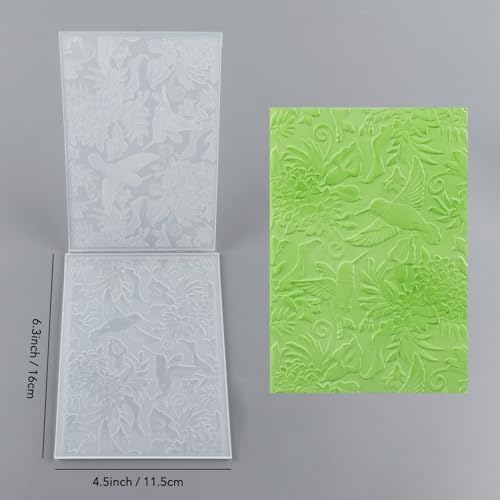 3D Embossing Folder for Card Making Hummingbird and Flowers Plastic Embossing Folder for DIY Scrapbooking Bird Floral Background Template for Paper Crafting Handmade Crafts Arts Supplies Scrapbook Dec