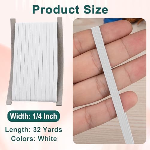 Airisoer Elastic Bands for Sewing 1/4 Inch x 32 Yards, White