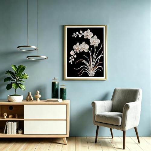 DIYBEADDOT Orchid Special Shape Diamond Pearl Painting Kits for Adults,5D Diamond Art Pearl Painting Kits for Beginner, Crystal Rhinestones Diamond Painting for Home Wall Decoration 12×16inch