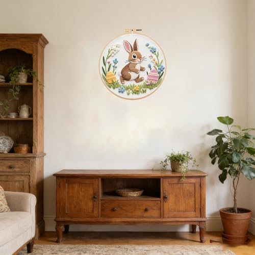 BoAn 3D Rabbit Embroidery Kit for Adults, DIY Hand Embroidery Craft Kit