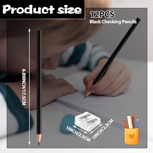 12 Pack Black Colored Pencils for Kids, Pre-sharpened Art Pencils Back to School Supplies Set, Drawing Sketching Pencils for Students, Teachers, Classroom