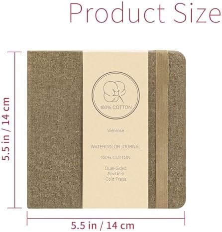 Vienrose Watercolor Sketchbook Journal 5.5x5.5 Inch 24 Sheets Brown