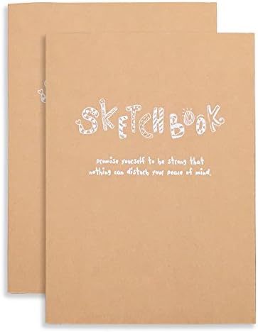 Kraft Cover Drawing Notebook & Sketchbook – Set of 2 Blank Plain Sketch Books – 125g Thick Paper A5 Size, 150x210mm Paper Ideal for Drawing & Sketching- 128 sheets/256 pages – 180 Degree Opening, 2pcs