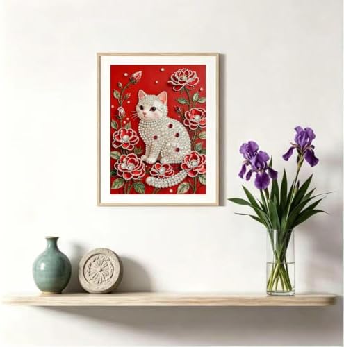 5D Cat Diamond Pearl Painting Kits for Adults,Diamond Art Kits 12 X16 In