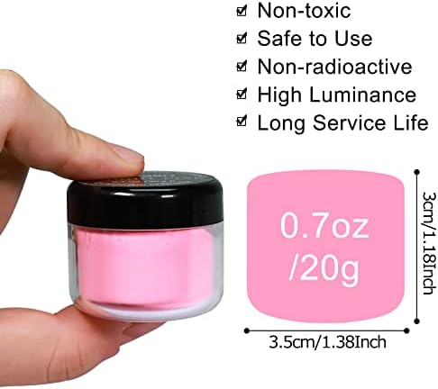 Glow in The Dark Powder Pigment with Flashlight, 120g Luminous Powder Dye Set, 20 g/0.7oz Each, Neutral and Fluorescent Colors for Various Activities, Evening Parties, Halloween, Nail Art, Crafts