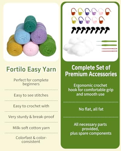 Fortilo Crochet Kit 5PCS Animals Axolotl with Keychains