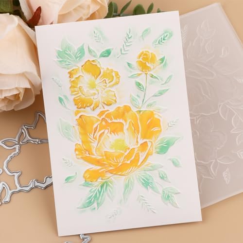 3D Embossing Folder for Card Making DIY Scrapbooking Blossom Bloom Floral Textures Fades Plastic Embossing Folder Plate Template for Paper Crafting Handmade Crafts Scrapbooking Supplies Scrapbook Deco