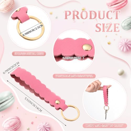 Scalloped PU Leather Keychain Blanks Laser Engraving