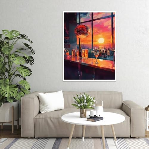 Canrichshop Vintage Cocktail Paint by Number for Adults,Paint by Numbers for Adults on Canvas Unframed,DIY Acrylic Painting by Numbers for Beginners,Easy Painting Kits for Decor 16x20inch
