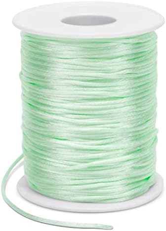 1.5mm Nylon Cord 328 Feet Satin Cord Nylon String for Bracelets, Bracelet Thread Bead String for Jewelry Making, Necklace, Chinese Knotting, Beading, DIY Crafts (Light Green)