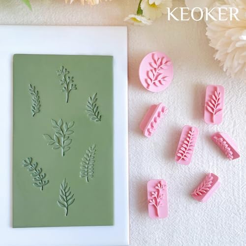 KEOKER Leaves Clay Stamps - 7 Shapes Clay Cutters for Polymer Clay Jewelry Making, Work with Polymer Clay Cutter, Leaves Polymer Clay Cutters for Earrings, Polymer Clay Stamps and Molds