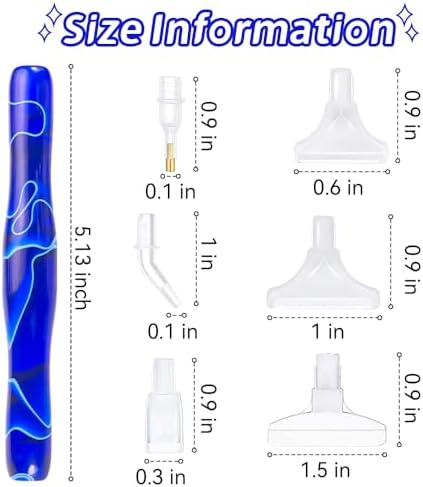 RaySoar Diamond Painting Art Drilling Dot Pen with Tips Nibs Placers Tool Accessories for Adults, Gem Rhinestone Picker Stylus Bright Blue