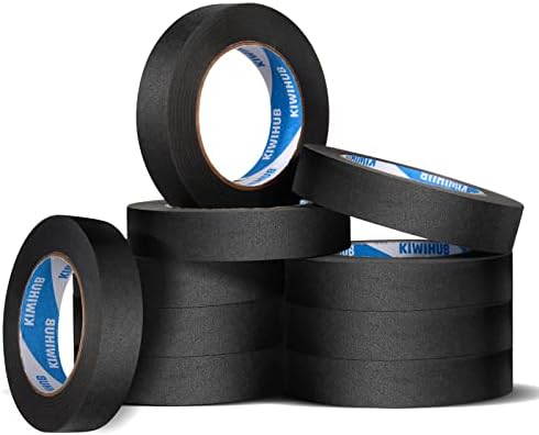 Black Painters Tape, 1 in x 60 yd x 10 Rolls(600 Yards Total)
