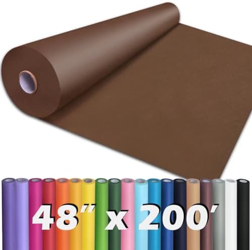 PerkHomy 48" x 2,400" (200') Coffee Kraft Paper Roll for Craft Bulletin Board Paper Art Table Covering Crafting Gift Wrapping Bouquet Packing Parcel 80GSM 55LB (Coffee, 48" x 200')