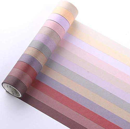 YUBBAEX 12 Rolls Washi Tape Set Natural Color Decorative Tapes for Arts, DIY Crafts, Journals, Planners, Scrapbook, Wrapping Wide -Salty Morandi- (Morandi, 15mm x 12Rolls)