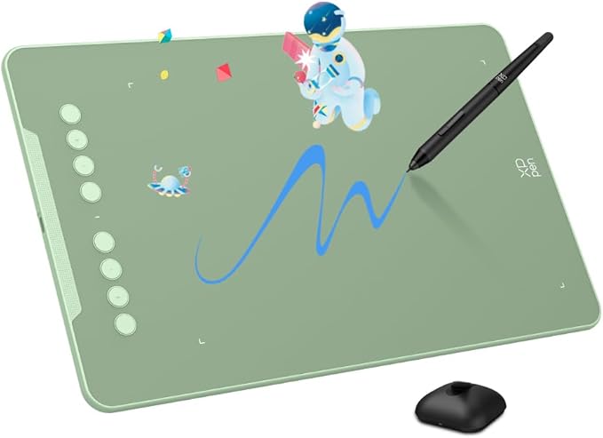 XPPen Deco 01 V3 10x6 Drawing Tablet | 16K Pressure Pen | Battery-Free Stylus | 8 Hotkeys | for OSU Gaming & Teaching | PC/Mac/Android/ChromeOS Compatible | Green