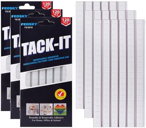 Feosky Adhesive Poster Sticky Tack Putty, Reusable and Removable Adhesive Putty, Mounting Putty for displaying Wall Paintings, Picture, Decoration, Crafts (White, Pack of 3)