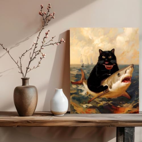 xcemhil Black Cat Paint by Numbers Kit for Adults Beginner, Black Cat Paint by Numbers for Adult, Acrylic Paint by Number Kits Suitable for Home Wall Art Decor Gifts 16x20 Inch