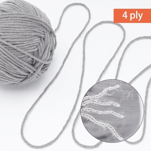 NICEEC 300g Soft Assorted Colors Yarn 100% Acrylic 870yds -Light Gray