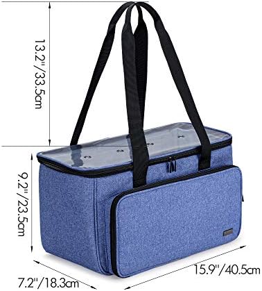 Yarwo Crochet Bag Knitting Organizer, Yarn Storage Tote with Multi-Pockets