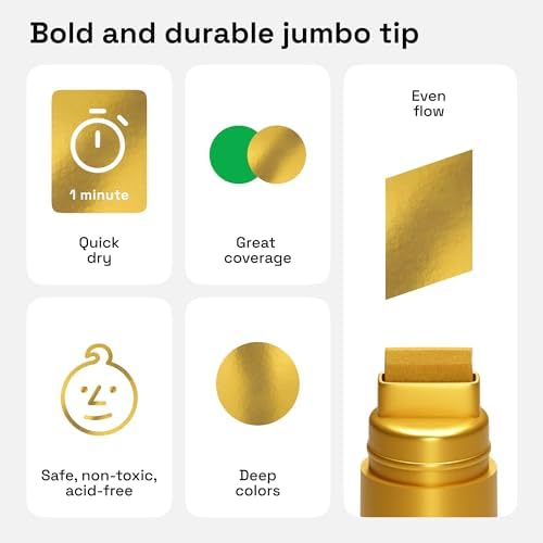ARTISTRO Gold Acrylic Paint Markers - 15mm Jumbo-Tip - Set of 2