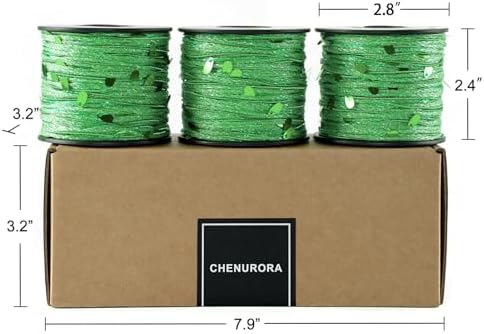 Artisanal Yarn Collection Multifiber Fancy Yarn for Knitting Crocheting Crafts DIY, Set of 3 Rolls (Grass Green Teardrop Sequins)