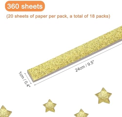MECCANIXITY 360 Sheets Origami Paper Glitter Stars Papers Light Gold Fold Paper for Beginner Arts Crafts Projects,0.4 x 9.5 Inch