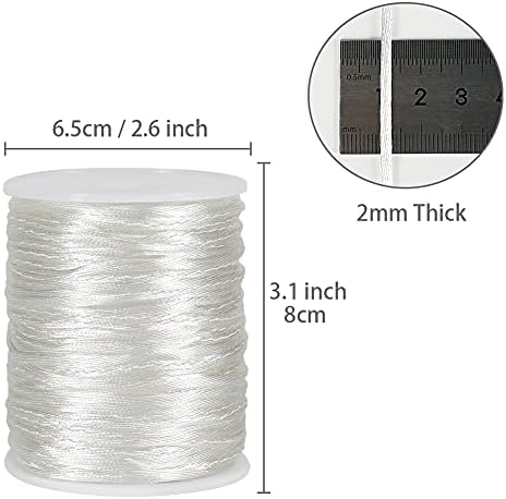 Tenn Well 295ft 2mm Satin Rattail Cord Nylon White for Macrame
