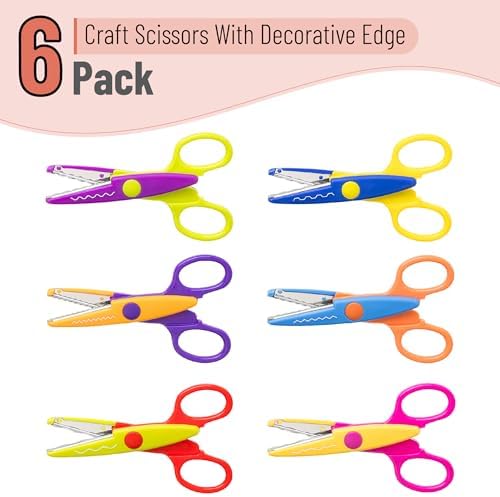 Mr. Pen- Craft Scissors Decorative Edge, 6 Pack, Retro Colors | Zig Zag Scissors for Crafting, Scrapbooking, Fancy, Pattern, Design