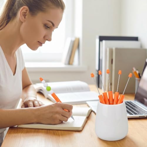 30Pcs Orange Beadable Pens Beaded Ballpoint Pens Bulk for DIY Writing