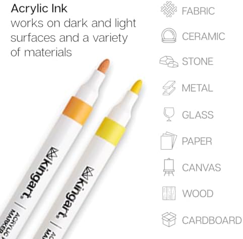 KINGART 409-48 Acrylic Paint Markers with Storage Case, 48-Vibrant Colors